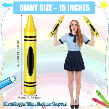 Gersoniel Yellow 15" Giant Crayon, Jumbo Non-Toxic Coloring Crayon for Back to School, Large Art Projects & Festival Art Events, Draw on Paper & Walls - color: Yellow