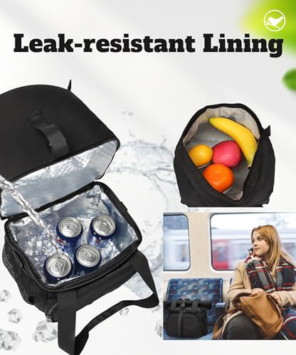 SUNNY BIRD Dual Compartment Lunch Bag Insulated Lunch Box for Women and Men (Black 01) - color: Black 01