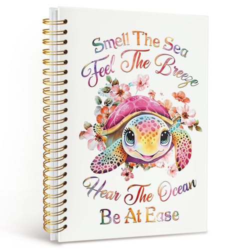 MOFUYU Turtle Gifts Cute Spiral Notebook Journal for Women Men | Sea Turtle Gifts,Inspirational Ocean Notebooks,Cute Notebooks for School Work Women Girls,Turtle Gifts for Women 5.5x8.3 Inch - color: white(Bible-2)