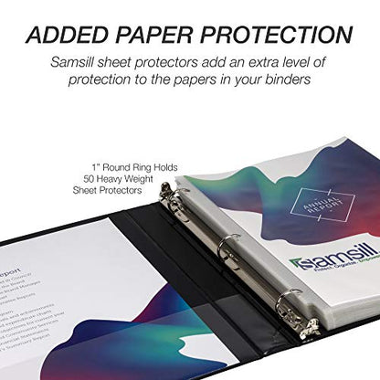 Samsill 8 Pack Durable 1 Inch 3 Ring Binders, Round Ring, Clear View Cover for Presentations, Black - color: Black, size: 1-Inch