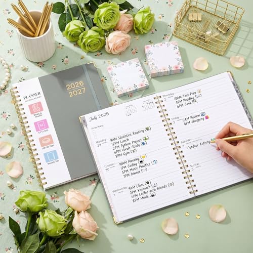 Planner 2026-2027, Weekly and Monthly Academic Planner, Jul 2026 - Jul 2027, 8.5"x11" Large Hardcover Daily Planner Calendar with Tabs for Women, Year Planning Agenda for Teacher and Student (Green) - color: Green
