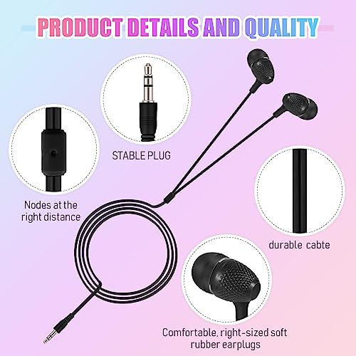 Macarrie 250 Pack Earbuds Bulk Kids Earbuds Headphones Classroom Earphones with Wire Ear Headphones for Schools Classrooms Libraries Children Students Gift (Black) - color: Black