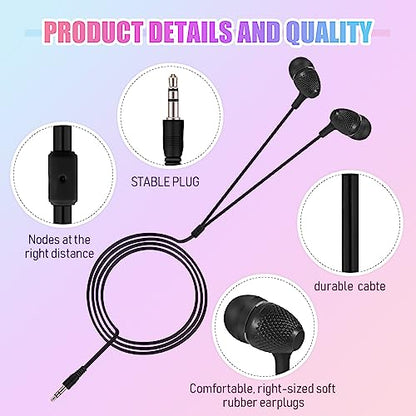 Macarrie 250 Pack Earbuds Bulk Kids Earbuds Headphones Classroom Earphones with Wire Ear Headphones for Schools Classrooms Libraries Children Students Gift (Black) - color: Black