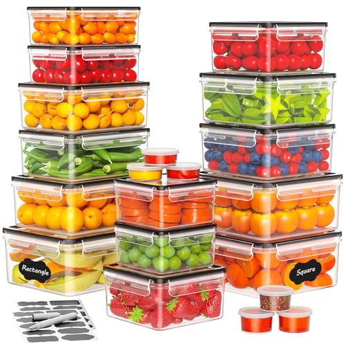 40 Pcs Food Storage Containers with Lids Airtight (20 Lids & 20 Containers)- Reusable Plastic Leakproof Meal-Prep Container for Kitchen Storage Organization Microwave/Dishwasher Safe with Labels & Pen - color: 20 Pack