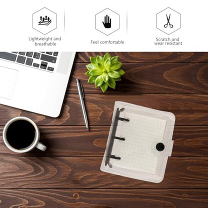 AUTSUPPL Mini Pvc Coil Memo Notebook with 3-hole Binder, Black Cover, 50-page Grid Insert, and Pvc Loose Leaf Pouch for Office and School Use