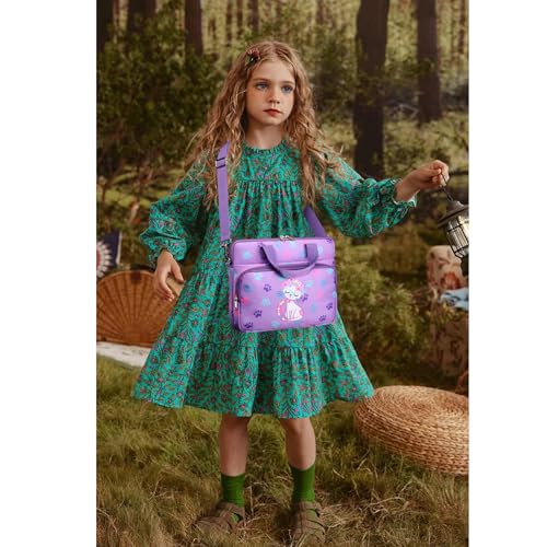 OCTSKY 12.5-Inch Laptop and iPad Tablet Shoulder Bag Carrying Case for Kids Girls Tablet Sleeves Bag with Shoulder Strap (Cat Purple) - color: Cat Purple