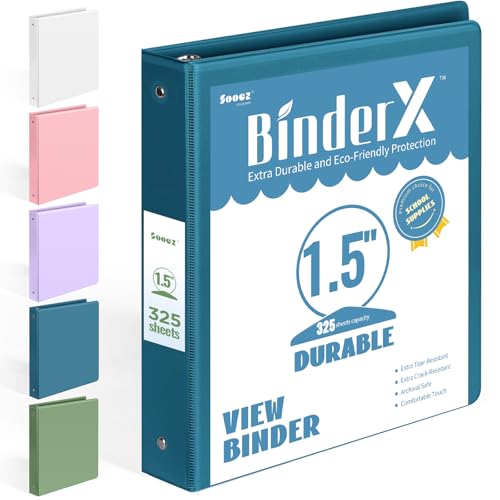 BinderX Extra Durable 1.5 Ring Binder, Round Ring 1.5 Inch Binders, Fits 325 Sheets of 8.5x11 Paper, Customizable View Cover with Inside Pockets, Cute 1.5" Binder, School Supplies for Girls, Navy Blue - color: Navy Blue, size: 1.5 inch