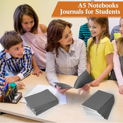 Mimorou 100 Pcs Journals Notebooks Bulk - Kraft Softcover A5 Small Notebooks 5.5 Inch x 8.3 Inch Notepads with 60 Page 30 Sheet for Writing Sketch Travel Office Supplies(Grey,Lined) - color: Grey, style: Lined