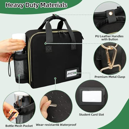3 Inch D-Ring Zipper Binder Bag for 700 Sheet Capacity& 13 Inch Laptop Compartment, Detachable Zip Up Binder Case with 13 Expanding Pockets Accordion File Organizer for School Office (Black)