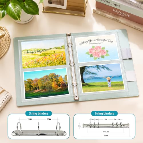 VOKOY 200 Pack Mini Sheet Protectors fit 4"x6"' Cards for 3 or 6 Ring Binder, 7 Holes 2 Pocket Heavy-Duty Recipe Card Sleeves Refill Pages Crystal Clear Index Card Protectors for 8.5x9.5 Inch Binder - size: 6.9x8.5 Inch-2 Pocket, style: 200 Pack