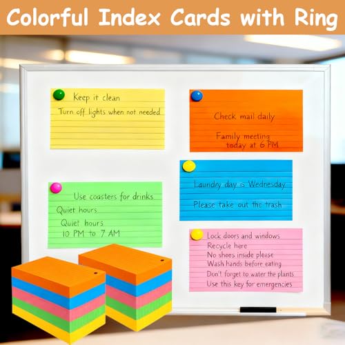 1500 Pcs White Index Cards with Rings, 3x5 Inch Flash Cards Bulk | with Holder for Studying, Notecards Lined for Office, Home, School Supplies College, Ruled Index Cards, Double Sided - color: 1500 Pcs (White)