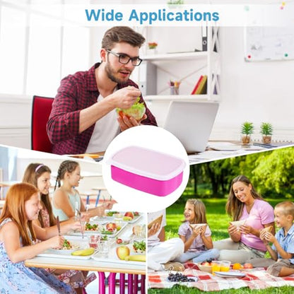 6 Pcs Sublimation Bento Boxes, Food-Safe Plastic Bento Box Snack Container with Removable Compartment, Microwave & Dishwasher Safe, 7.1 x 4.4 x 2.3 in, Blue, Rose Red & White