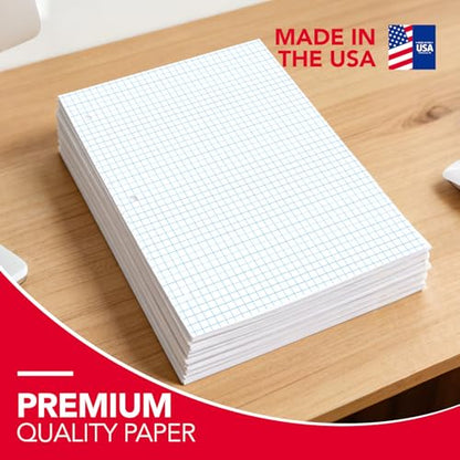Kaisa Graph Paper Filler Paper USA-Made Bulk Wholesale Available 3 Pack 4x4 Quad Rule 3-Hole Punched Loose Leaf Paper 8x10.5 Filler Paper for 3-Ring Binder, 150 Sheets/Pack - color: Graph, size: 3pack