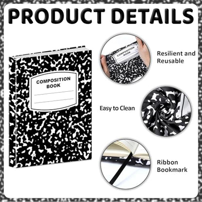 6 Pack Composition Notebook Book Cover Stretchable Reusable Jumbo Book Covers Protector for Textbook Hardcover Books up to 9 x 11 in Fabric Books Sox Back to Supplies - color: Black and White