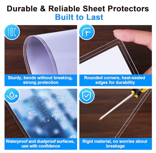 Ndsox 5 Pack 9" x 12" Rigid Print Protectors Clear Hard Plastic Sheet Protectors Top-Loading Photo Posters Sleeves Heavy Duty No-Hole Rigid Menu Holders for Artworks, Prints, Photographs, Documents - size: 9" x 12"