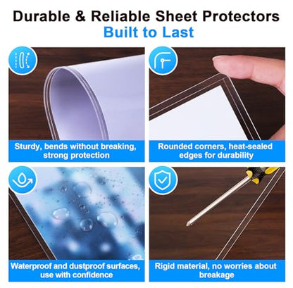 Ndsox 5 Pack 9" x 12" Rigid Print Protectors Clear Hard Plastic Sheet Protectors Top-Loading Photo Posters Sleeves Heavy Duty No-Hole Rigid Menu Holders for Artworks, Prints, Photographs, Documents - size: 9" x 12"