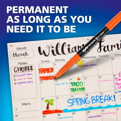 EXPO Wet Erase Markers, Semi-Permanent, Black, Fine Tip, 12 Count - For Writing on Glass, Whiteboards, Mirrors, Calendar, Labeling, Organizing
