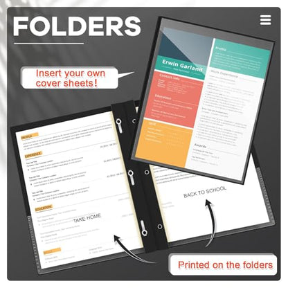 Henoyso 24 Pcs Plastic Folders with Clear Front Pocket and 3 Prong Take Home Plastic 2 Pocket Folder Back to School for Students Parent Teacher Communication for School Office (Black) - color: Black