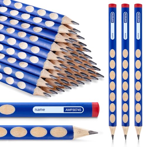 M&G 50 Pcs Triangular Pencils for Kids, Triangular Pole with Grip Correction 2B Pencils, Graphite Wood Pencils with Smooth Writing for School, Office Supplies, Painting, Sketching, Weddings, Party - style: 50pcs Blue 2B