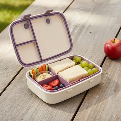 Kids Bento Explorer Lunch Box, 3 No-Mix Compartments, Microwave & Dishwasher Safe, Lightweight with Removable Tray, for Daycare, Preschool, School, Purple Light Powder - color: Purple Light Powder