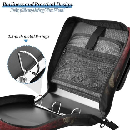School Zipper Binder America Flag Baseball Sport Decor Trapper Keeper 3 Ring Binder Bag Multiple Pockets & Storage Organizer, 500 Sheet Capacity with Shoulder Strap