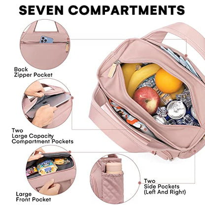 Artelaris Insulated Lunch Bag for Women,Leak-Proof Cooler Lunch Box, Cooling Tote for Adult,with 7 Pockets,Adjustable Strap(15 Liters) - color: Pink