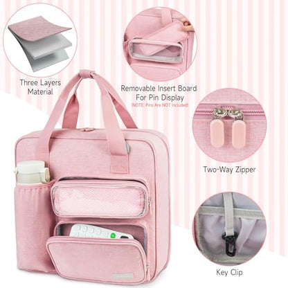 Zipper Binder 3 Ring with Ita Window,500 Sheets Capacity, Binder 2 Inch with Shoulder Strap Fits 13 Inch Laptop for School and Office,Pink - color: Pink（model B）