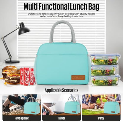 douyadady Lunch Bag&Box Women/Men Insulated&Reusable | Spacious Lightweight Waterproof Sturdy Durable Great Value For Office Work School Picnic Travel - color: Cyan