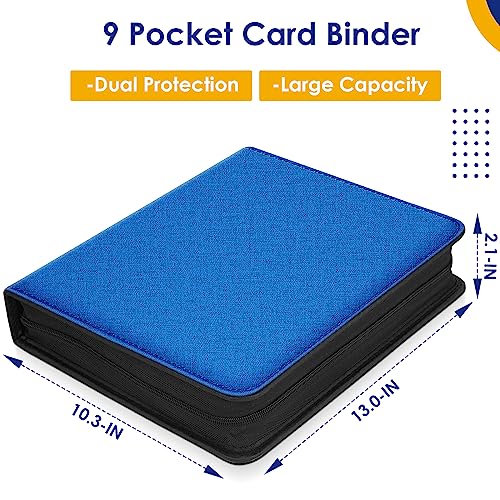 900 Pockets Card Binder, Trading Card Album Display Holder, PU Cover Zip Binder for Cards, Durable Card Holder Album for TCG Game Cards and Sports Cards - color: Navy Blue