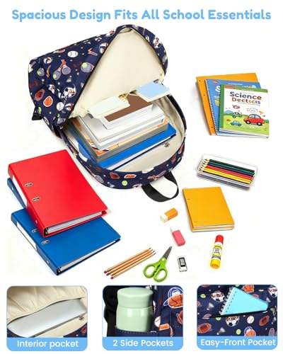CAMTOP Backpack for Kids, Boys Girls Preschool Backpacks with Lunch Box Toddler Kindergarten School Bookbag Set (Blue Classic Balls) - color: Blue Classic Balls