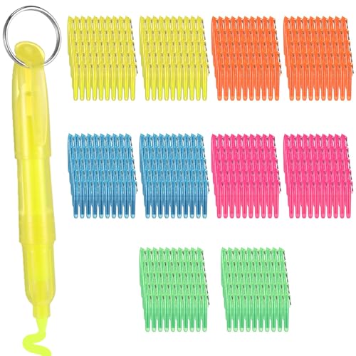 Kosiz 200 Pcs Mini Highlighters Bulk Christmas Gifts for Students Assorted Colors with Key Ring Highlighter Markers Mini Pens for Nurses Smooth Liquid Pen Badge Teachers Children Study