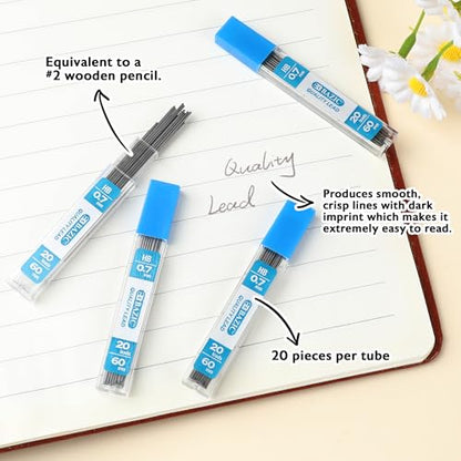 BAZIC PRODUCTS 0.7mm HB Pencil Lead Refills, 8 Tubes x 20, 24-Box | 0.7 mm HB lead, 160 pieces in 8 tubes, Break-resistant, fits standard 0.7 mm pencils, school, office, N Pieces (total) - size: 1 Count (Pack of 24)