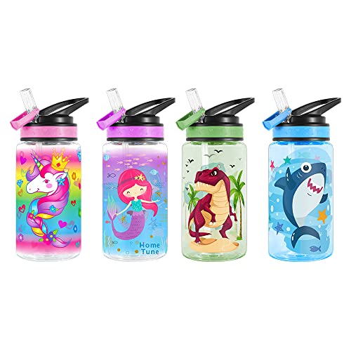 15oz Water Bottle for Kids Girls Boys School, BPA Free, Leak Proof Flip Straw, Carry Loop, Easy Clean - Shark - color: Shark