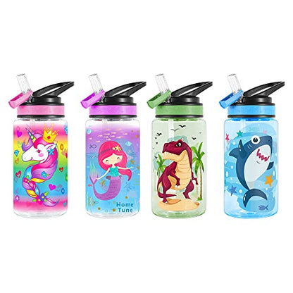 15oz Water Bottle for Kids Girls Boys School, BPA Free, Leak Proof Flip Straw, Carry Loop, Easy Clean - Shark - color: Shark