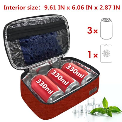 Gloppie Small Lunch Bag Insulated Lunch Box for Women Girls Kids Mini Lunchbox Adult Portable Cooler Bags Reusable Snack Bag Thermal Lunch Boxes, Wine Red - color: Wine Red