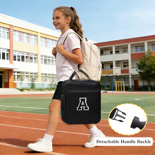 Insulated Lunch Bag Women Men Girls Boys Kids Lunch Box with Water Bottle Holder Handheld Shoulder Strap,Lunch Tote Purse for Food Container Carrier Cooler School Students Work Picnic Black A - color: 01-Black A