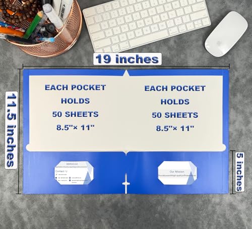 BIBRADAA® 50 Packs Blue Paper Folders with Pockets,Paper Folder Surface with Waterproofing,Letter Size,Holds 100 Plus Sheets,for School,Office,Business.(50, Dark Blue) - color: Dark Blue