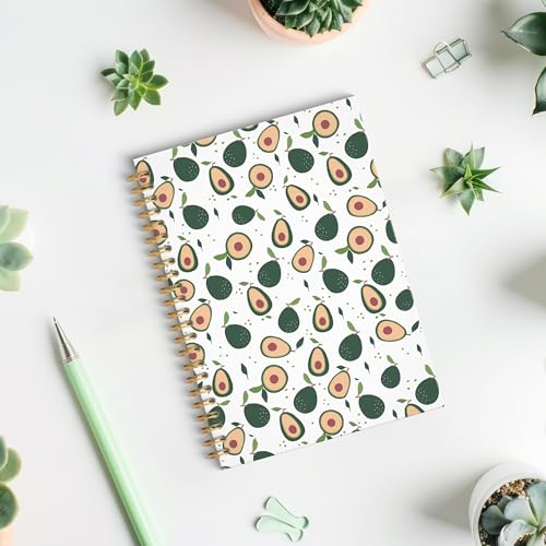 Avocado Fruit Spiral Notebook Journal, Avocado Gifts for Women, Fruit Lover Gifts, Cute Avocados Fruits Botanical Hardcover Notebook Journal, 5.5x8.3 Inch - color: Avocado