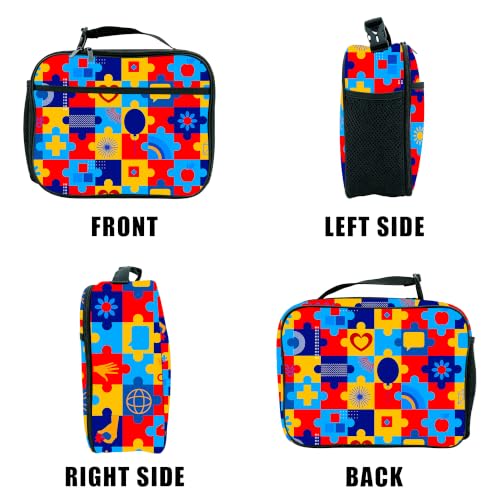 Autism Awareness Lunch Box Insulated Reusable Lunch Bag Tote Cooler for Women Men Boy Girl School Work Office Picnic - color: Autism Awareness