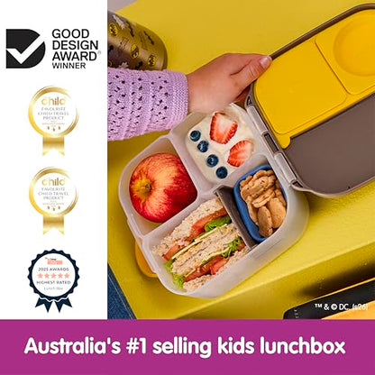 b.box Batman Mini Lunch Box Kids | 4.25 Cup Leak Proof Bento Box for Kids Ages 3+ | 3 Compartment Snack Containers, School Lunch Container, Dishwasher Safe, BPA-Free, PFAS-Free - color: Batman, size: 1-pack