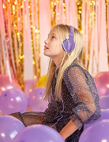 ONTA® Foldable on Ear Headphones for Children, Adjustable Lightweight Earphones for Phones/iPhone/Tablets/iPad/PC/MP3/MP4 (Purple) - color: Purple