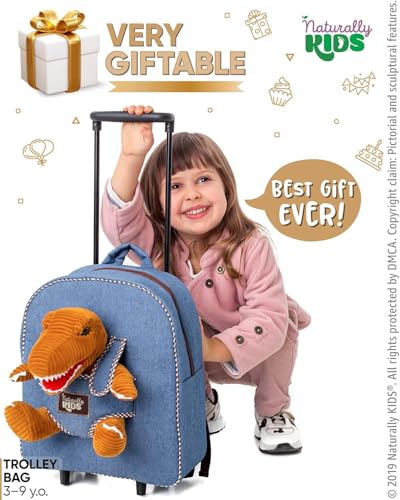 Toddler Luggage for Boys w Dinosaur Toys, Kids Rolling Backpack for Boys, Toddler Suitcase, Gifts for 3 4 5 6 Year Old - color: 01 Dinosaur, style: Trolley