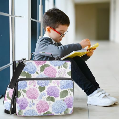 3 Ring Zipper Binder Hydrangea Flowers Binder Organizer Bag Expandable File Folder with Multi Pocket for School Office - color: Hydrangea Flowers