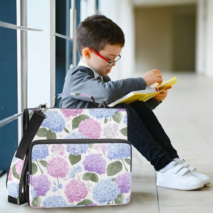 3 Ring Zipper Binder Hydrangea Flowers Binder Organizer Bag Expandable File Folder with Multi Pocket for School Office - color: Hydrangea Flowers