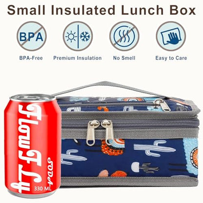 FlowFly Small Insulated Lunch box Portable Soft Bag Mini Cooler Thermal Meal Tote Kit with Handle for Work & School (Alpaca) - color: Alpaca