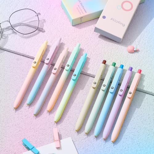 Epakh Gel Pens, 10 Pcs 0.5mm Quick Dry Black Ink Fine Point Smooth Writing Pens High End Series Retractable Aesthetic Ballpoint for Office School Supplies Women Men Gifts(Macaron Color,Classic) - color: Macaron Color, style: Classic