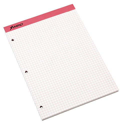 Ampad Double Sheet Graph Pad, 8-1/2 x 11-3/4 Inches, 4 x 4 Quad Rule, Color Will Vary, 100 Sheets (20-278)