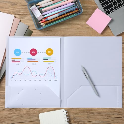 Mr. Pen- Plastic Folders with Pockets, 5 pcs | Aesthetic File Folder with Business Card Slot, 2-Pocket Folder, Back to School, Office, Filing Supplies - color: Creamy Serenity, size: 5 Pack