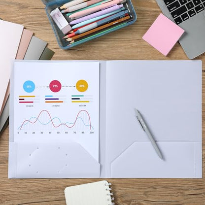 Mr. Pen- Plastic Folders with Pockets, 5 pcs | Aesthetic File Folder with Business Card Slot, 2-Pocket Folder, Back to School, Office, Filing Supplies - color: Creamy Serenity, size: 5 Pack