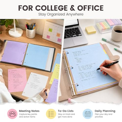 HIBOX Loose Leaf Paper Wide Ruled, 100 Sheets 8"x10.5" 3-Hole Punch, Pink | Anti-Bleed, 11/32" Spacing, Filler Paper for Binders, College, Office, School Supplies, Back to School & Classroom Must Haves - color: pink